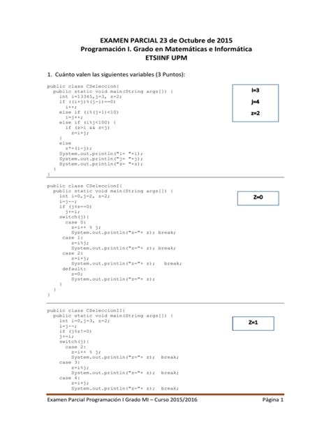 Examen Parcial De Octubre De Programaci N I