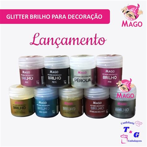 BRILHO Glitter Comestível Mago 5g Para Decoração de Bolos e Doces