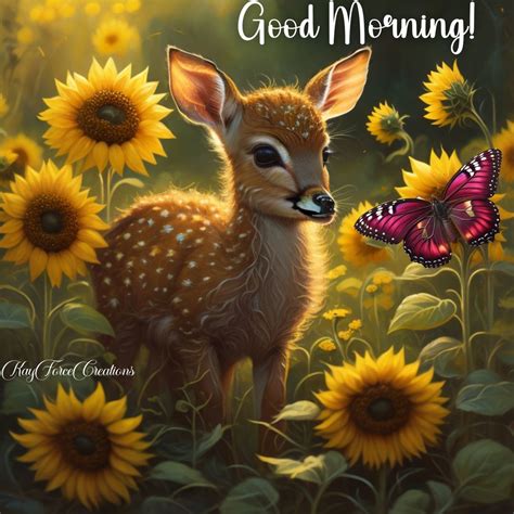 Deer With Sunflowers Good Morning Quote Pictures Photos And Images