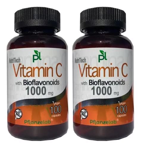 2x Vitamin C 1000 Con 100 Mg Bioflavonoides 100 Caps Veganas Cuotas