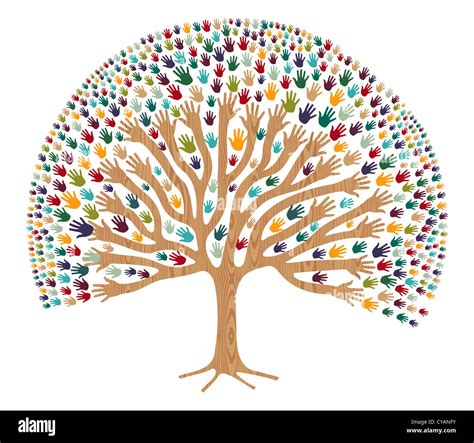 Isolated Diversity Tree Hands Illustration For Greeting Card Vector