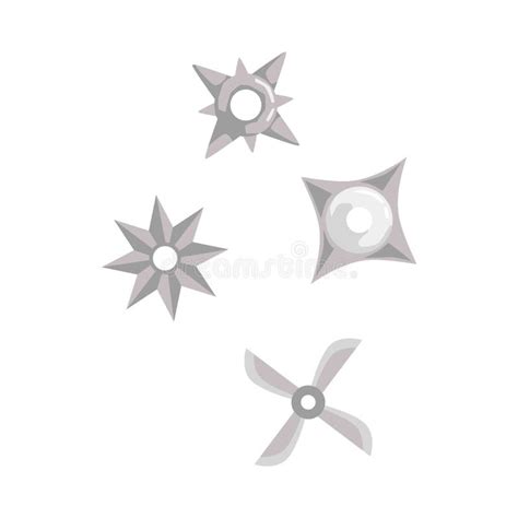 Ninja Stars Or Shuriken Weapon Icons Set Flat Vector Illustration