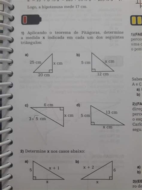 Aplicando O Teorema De Pitagoras Determine A Medida X