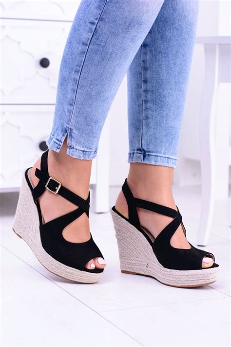 Damskie Czarne Sanda Y Na Koturnie Espadryle Elonore Bugo Pl Buty