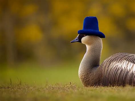 Canadian Goose With A Funny Hat Portrait Photo Stable Diffusion