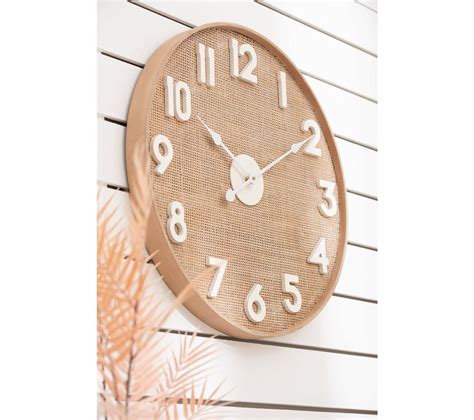 Horloge Murale Bois Clair Roseau Rotin Bambu X X Cm Horloge