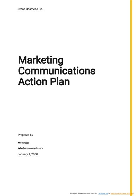 Free Simple Marketing Communications Plan Template Google Docs Word