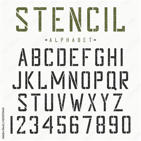 Stencil Font Alphabet And Numbers For Stencil Plate Vintage Grunge