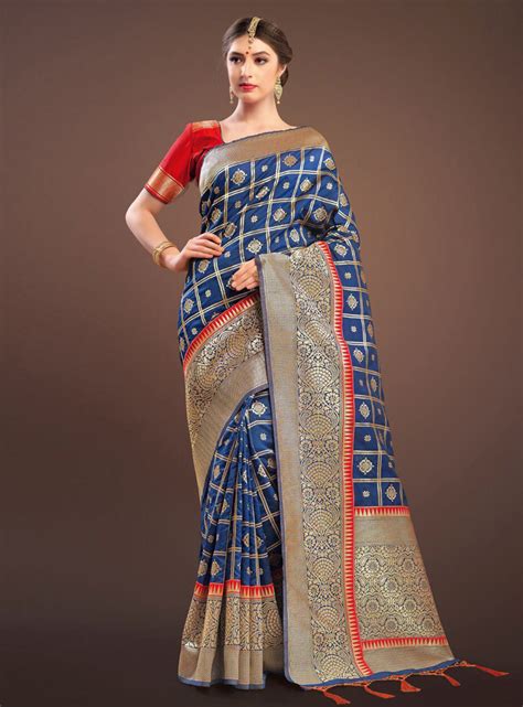 Blue Silk Festival Wear Saree 128085