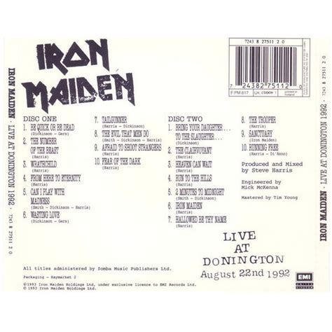 Live At Donington August 22nd 1992 De Iron Maiden Cd X 2 Chez