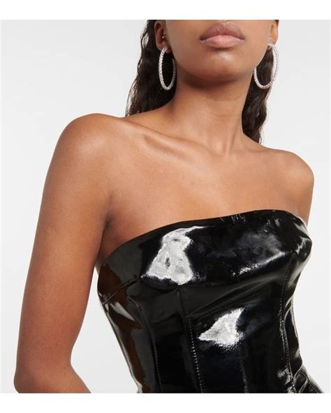 Laquan Smith Strapless Patent Leather Minidress In Black Lyst