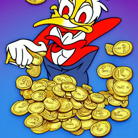 KREA AI - scrooge mcduck driving into a pile of gold coins