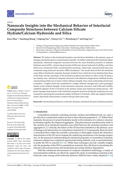 PDF Nanoscale Insights Into The Mechanical Behavior Of Interfacial