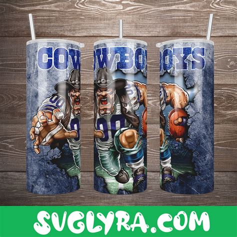 Cowboys Mascot Tumbler Wrap, 20oz Skinny Straight, Dallas Cowboys Tumbler Wrap Png Instant ...