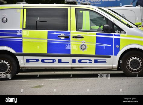 A side view of a British Transport Police car or vehicle parked in ...