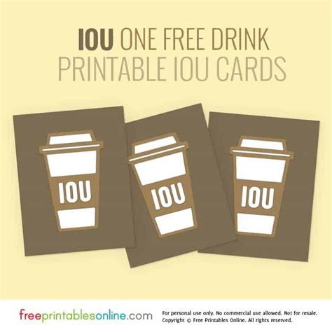 Coffee Lover Printable Iou Vouchers Free Printables Online