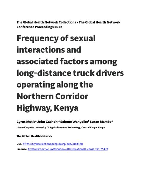 Pdf Frequency Of Sexual Interactions And Associated Factors Among Long Distance Truck Drivers