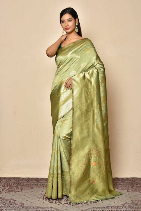 Buy Naintara Bajaj Green Art Silk Meenakari Floral Saree Online Aza