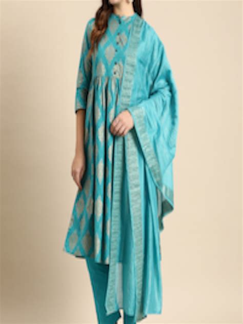 Buy Anouk Women Ethnic Motifs Printed Pure Cotton Kurta And Trousers With