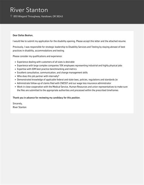 Disability Cover Letter Velvet Jobs