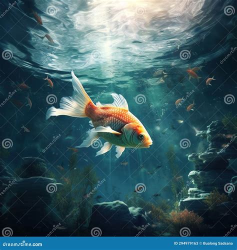 The Fish in the Clean Lake Water Stock Illustration - Illustration of