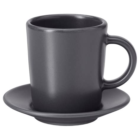 DINERA Filiżanka ze spodkiem do espresso ciemnoszary 9 cl IKEA