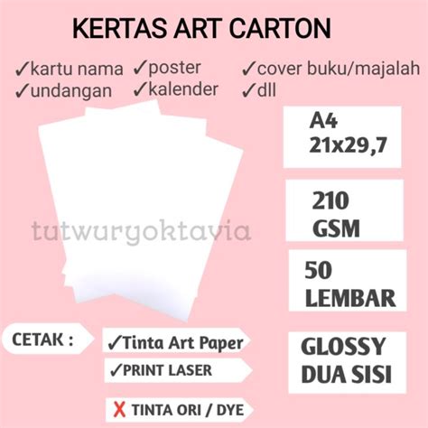 Kertas Art Carton Paper Gsm A Isi Lembar Lazada Indonesia