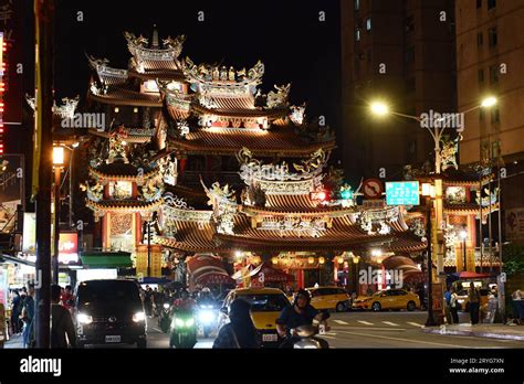 Songshan Ciyou Temple At Night In Taipei Taiwan Stock Photo Alamy