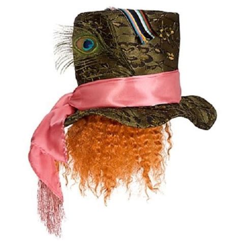 Adult~s~mad Hatter Costume Hat Orange Hair~alice In Wonderland~nwt