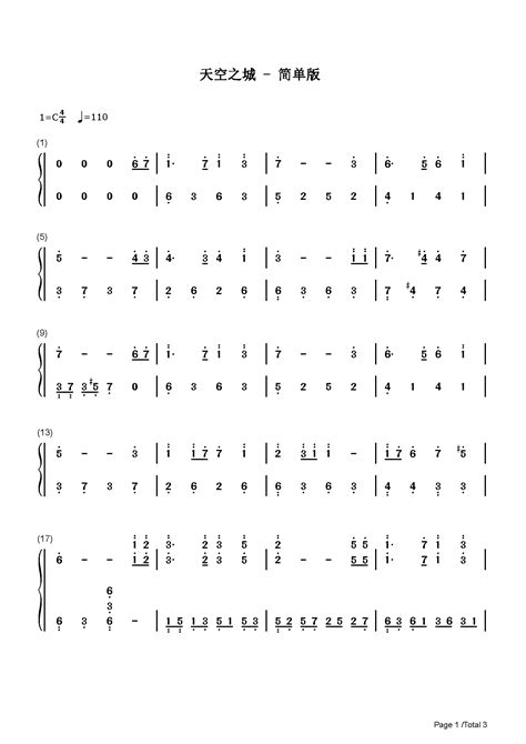 天空之城 简单版宫崎骏c调 流行钢琴双手简谱钢琴谱钢琴五线谱钢琴简谱钢琴弹唱谱钢琴声乐正谱钢琴视频教程—牛牛钢琴手机站