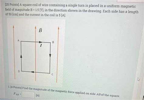 Solved Points A Square Coil Of Wire Containing A S