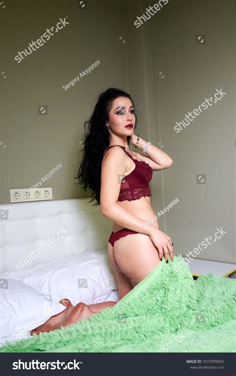 Sexy Curvy Brunette Lingerie Indoors Stock Photo 1072999835 Shutterstock