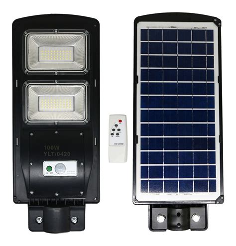 Solar Luminária Pública Poste Rua Led 100w C Sensor Cinza Mercado Livre