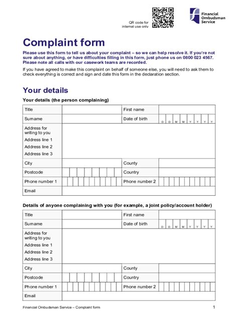 2022 2024 UK Financial Ombudsman Service Complaint Form Fill Online