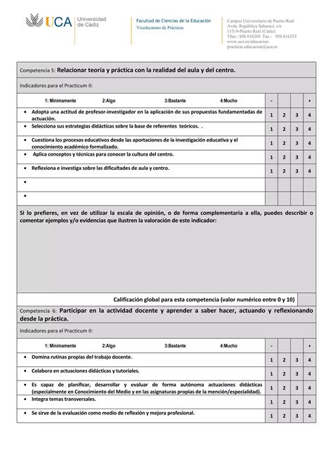 Uca Formulario Evaluaci N Pr Cticum Ii Ed Primaria Pdf