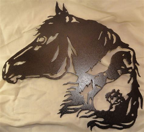 Horse With A Horse Scene Metal Wall Art Home Decor