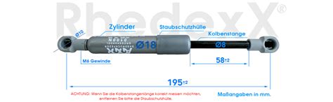 RhedexX Gasdruckfeder Ersatz für Stabilus LIFT O MAT 195mm 50N 500N