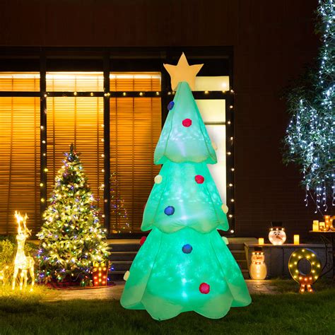 Glitzhome 8 66h Winter Lighted Inflatable Christmas Tree Decor Green