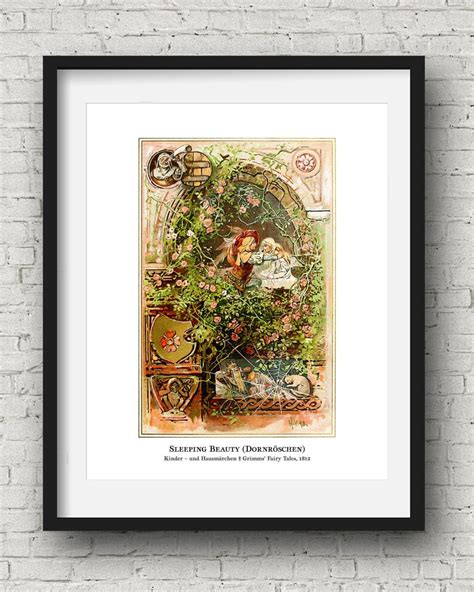 Sleeping Beauty, Brothers Grimm Fairy Tale Art Illustration Playroom ...