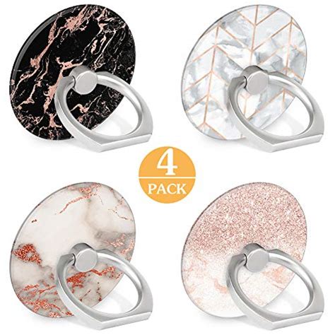 4 Pack Black White Pink Marble Art Phone Ring Holder 360 Degree