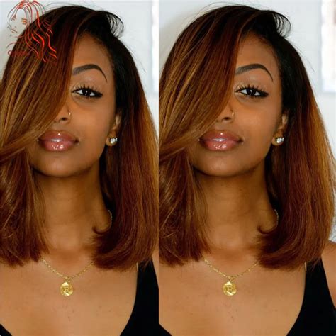 Brazilian Virgin Hair Full Lace Wigs Ombre Bob Wig Two Tone 1b 30 Ombre