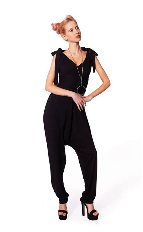 Black Harem Jumpsuit Black Jumpsuit Boho Romper Summer Etsy Black