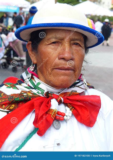 Portrait Of Senior Woman From Canar Province Ecuador Editorial Image