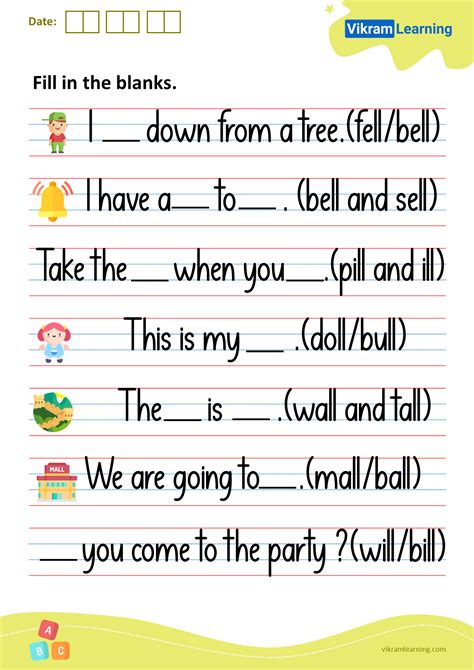 Download Fill In The Blanks Worksheets