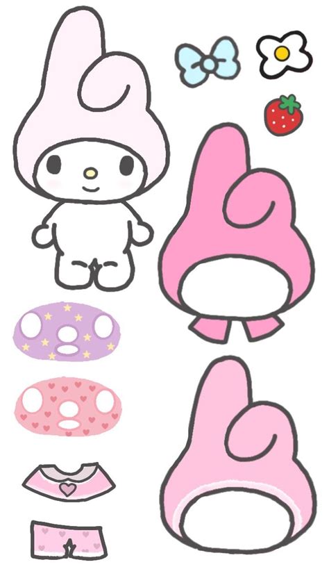 My Melody Paper Doll🍡 Hello Kitty Roupas De Boneca De Papel Roupas