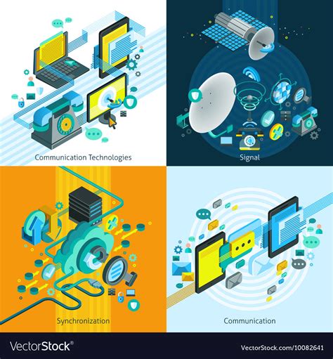 Telecom Isometric 2x2 Design Concept Royalty Free Vector