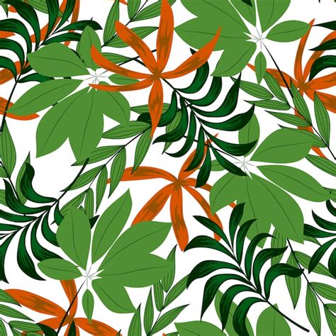 Motif Tropical Sans Soudure Botanique Avec Des Plantes Et Des Feuilles