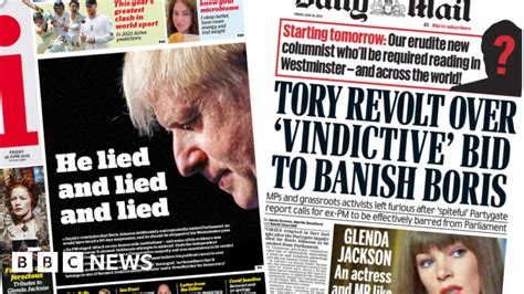 Newspaper Headlines End Of The Road For Boris After Partygate Report