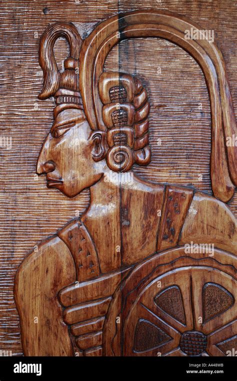 Wooden Mayan Carved Door Mexico Stock Photo Alamy