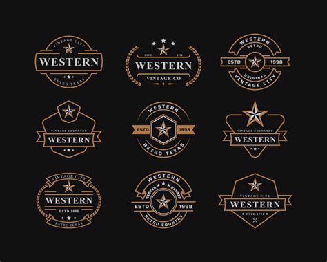 Set of Vintage Retro Badge for Western Country Emblem Texas Logo Design ...